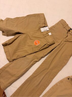 Boys khaki 1 pair school pants size 6 slim and 1 pair shorts size 6